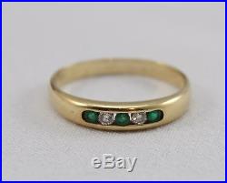 Retired James Avery 14K Yellow Gold Emerald and Diamond Ring 2.4 GRAMS Size 8