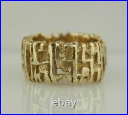 Retired James Avery 14K Yellow Gold Textured Tree Bark Ring Size 8