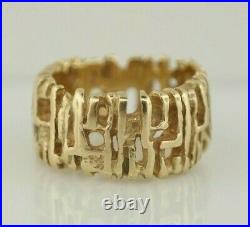 Retired James Avery 14K Yellow Gold Textured Tree Bark Ring Size 8