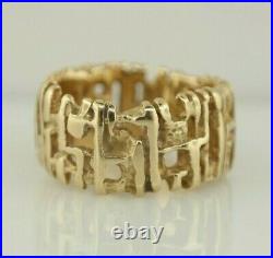 Retired James Avery 14K Yellow Gold Textured Tree Bark Ring Size 8