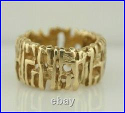 Retired James Avery 14K Yellow Gold Textured Tree Bark Ring Size 8