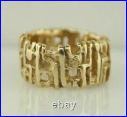 Retired James Avery 14K Yellow Gold Textured Tree Bark Ring Size 8