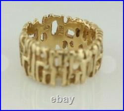 Retired James Avery 14K Yellow Gold Textured Tree Bark Ring Size 8