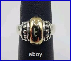 Retired James Avery 14K and Sterling Silver Thatch Beaded Dome Ring, Size 6.5