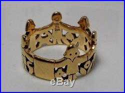 Retired James Avery 14 K Gold Children Ring Paper Doll Band Boy Girl Ring Size 8