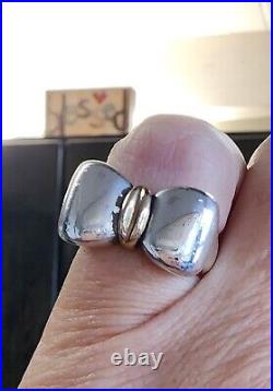 Retired James Avery 14 kt Gold and Sterling Silver Bow Ring Size 5.5