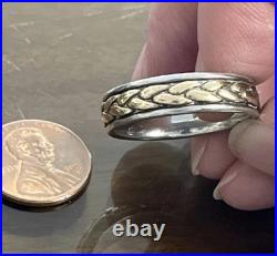 Retired James Avery 14k Braided Gold 925 Sterling Silver Men's Wedding Band Ring