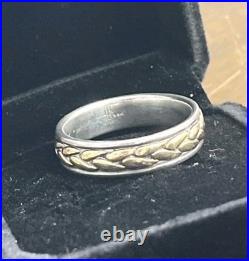 Retired James Avery 14k Braided Gold 925 Sterling Silver Men's Wedding Band Ring
