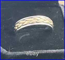 Retired James Avery 14k Braided Gold 925 Sterling Silver Men's Wedding Band Ring