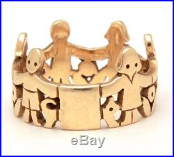 Retired James Avery 14k Gold Children Animals & Flowers Paper Dolls Ring Size 7