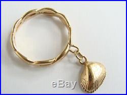 Retired James Avery 14k Gold Clam Shell Twisted Wire Dangle Ring size 9.5 4gr
