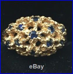 Retired James Avery 14k Gold Daisy Flower Ring Eleven Blue Sapphires Size 5.25