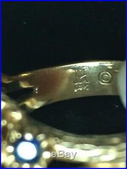 Retired James Avery 14k Gold Daisy Flower Ring Eleven Blue Sapphires Size 5.25