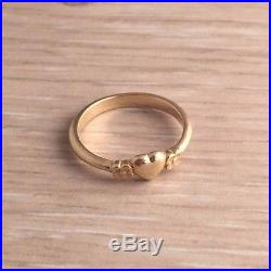 Retired James Avery 14k Gold Heart with Two Flowers Ring Sz 6.5 585