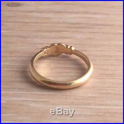 Retired James Avery 14k Gold Heart with Two Flowers Ring Sz 6.5 585