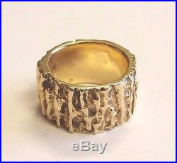 Retired James Avery 14k Gold Nugget Style Design Band Ring Size 7 (16.8g)