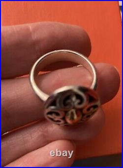 Retired James Avery 14k Gold & Sterling Silver Scrolled Fleuree Cushion Ring 7