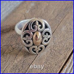Retired James Avery 14k Gold & Sterling Silver Scrolled Fleuree Oval Ring 7
