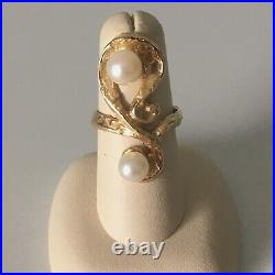 Retired James Avery 14k/ Pearls Dos Perlas Ring R- 521 Size 6