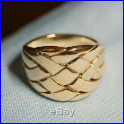 Retired James Avery 14k Yellow Gold Basket Weave Band Ring Size 9