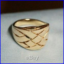 Retired James Avery 14k Yellow Gold Basket Weave Band Ring Size 9