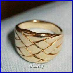 Retired James Avery 14k Yellow Gold Basket Weave Band Ring Size 9