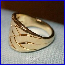 Retired James Avery 14k Yellow Gold Basket Weave Band Ring Size 9