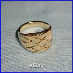 Retired James Avery 14k Yellow Gold Basket Weave Band Ring Size 9