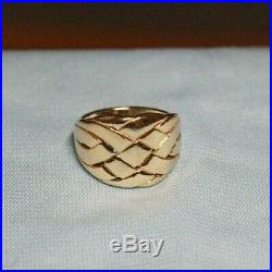 Retired James Avery 14k Yellow Gold Basket Weave Band Ring Size 9