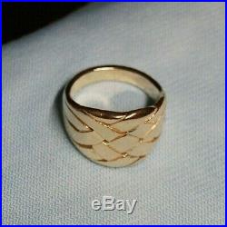 Retired James Avery 14k Yellow Gold Basket Weave Band Ring Size 9