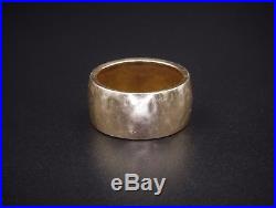 Retired James Avery 14k Yellow Gold Hammered 10mm Wide Band Ring Size 7 RG1214