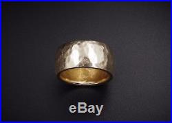 Retired James Avery 14k Yellow Gold Hammered 10mm Wide Band Ring Size 7 RG1214