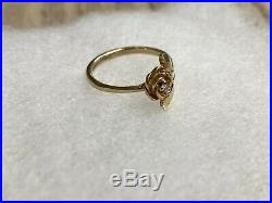 Retired James Avery 14k Yellow Gold Rose with. 15 Center Diamond Ring, Size 6