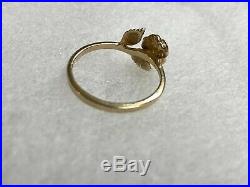 Retired James Avery 14k Yellow Gold Rose with. 15 Center Diamond Ring, Size 6