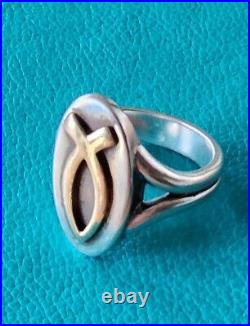 Retired James Avery 14kt Gold Fish Sterling Silver Ring Size 6 Great Condition