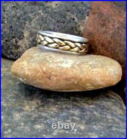 Retired James Avery 14kt Gold and Sterling Silver Rope Ring Sz 8