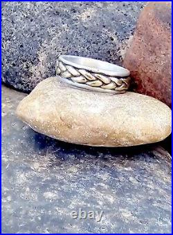 Retired James Avery 14kt Gold and Sterling Silver Rope Ring Sz 8
