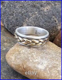 Retired James Avery 14kt Gold and Sterling Silver Rope Ring Sz 8