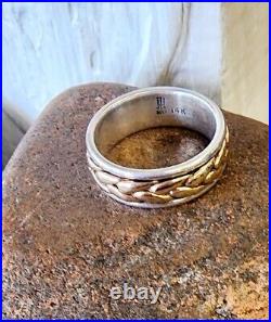 Retired James Avery 14kt Gold and Sterling Silver Woven Band Ring Size 5.5