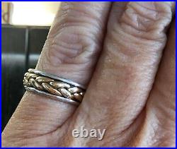 Retired James Avery 14kt Gold and Sterling Silver Woven Band Ring Size 5.5