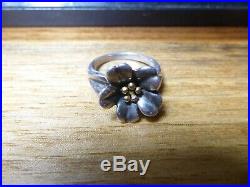 Retired James Avery 18k Gold & Sterling Silver 925 LARGE April Flower Ring SZ 8