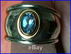 Retired James Avery 18k Gold & Sterling Silver Christina Blue Topaz Ring