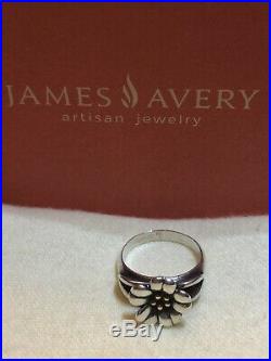 Retired James Avery 18k Gold and Sterling Silver 925 April Flower Ring SIZE 6.0