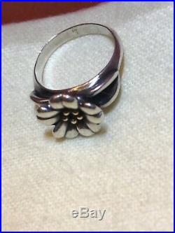 Retired James Avery 18k Gold and Sterling Silver 925 April Flower Ring SIZE 6.0