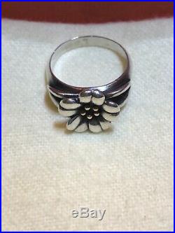 Retired James Avery 18k Gold and Sterling Silver 925 April Flower Ring SIZE 6.0