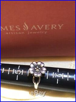 Retired James Avery 18k Gold and Sterling Silver 925 April Flower Ring SIZE 6.0