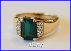 Retired James Avery 18k / Lab Emerald Diamond Barcelona Ring US Size 6.5
