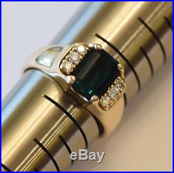 Retired James Avery 18k / Lab Emerald Diamond Barcelona Ring US Size 6.5