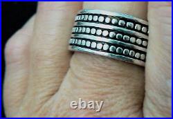 Retired James Avery 3 Row Dot Ring Sterling Silver Wide Band