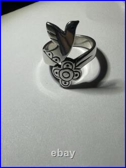 Retired James Avery 60th Anniversary La Paloma Bird with Flower Ring sz 10 1/2